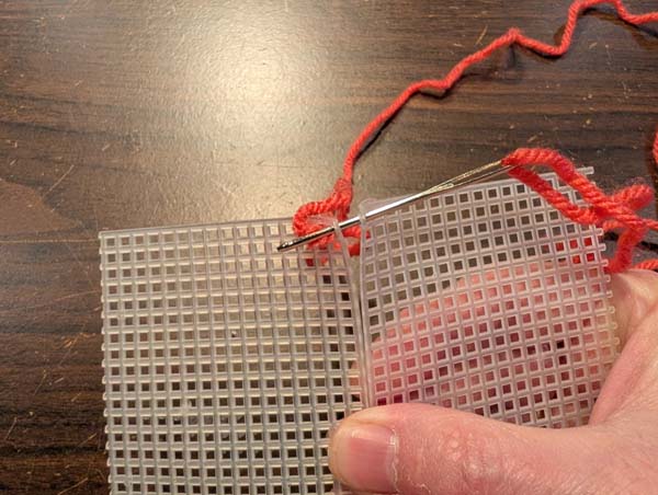 Plastic Canvas Whip Stitch 4 Stitch through both top holes